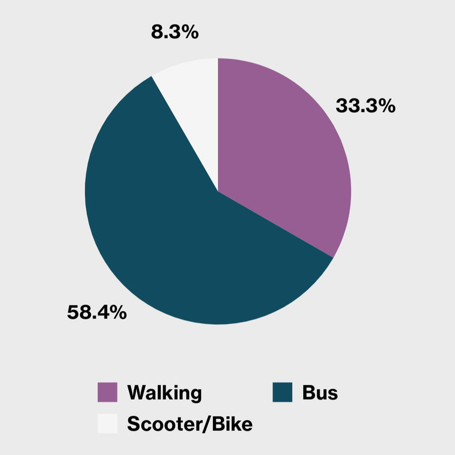 What kind of transportation do you use to get to class?